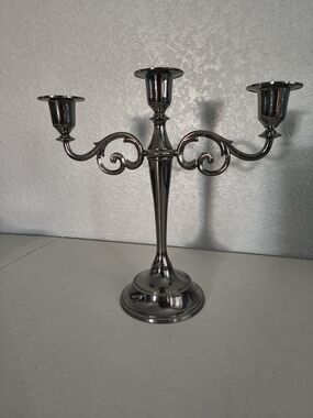Halloween Vintage Style Silvertone Candelabra Decor Gothic Witchy